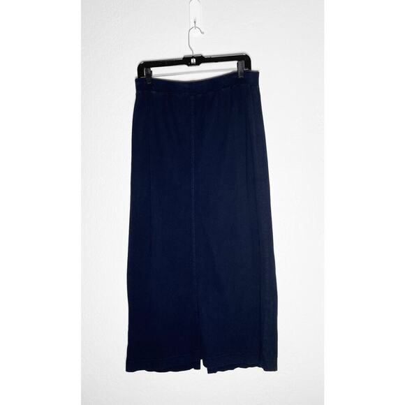 Prairie Cotton Dresses & Skirts - Prairie Cotton Womens 100 Natural Cotton Navy Maxi Skirt Front Back Slit Vintage